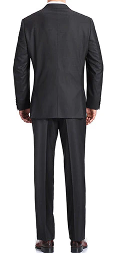 100% Virgin Wool Regular Fit 2 Piece Suit 2 Button in Charcoal - Image 2
