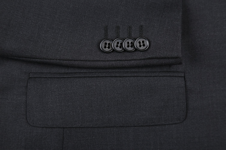 100% Virgin Wool Regular Fit 2 Piece Suit 2 Button in Charcoal - Image 4