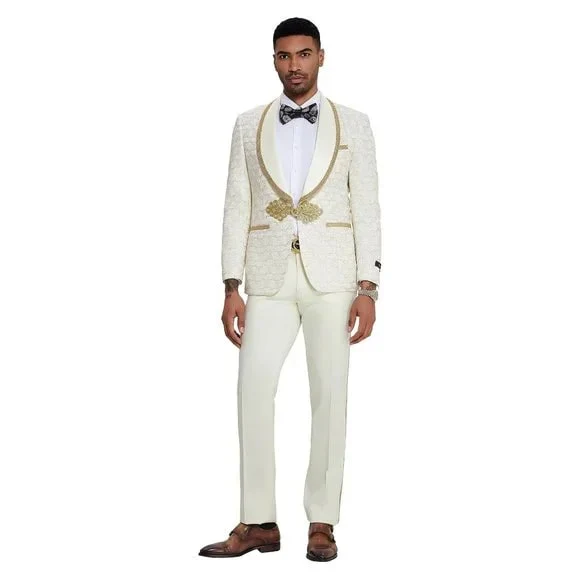 2024 Ivory and Gold 2pc Men's Suit by Tazzio - Image 3