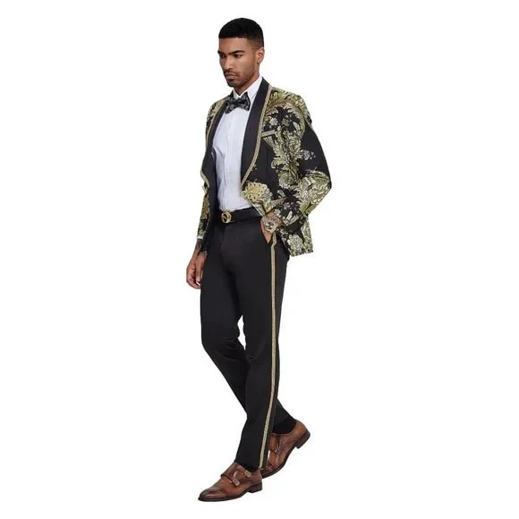 2024 Prom Special Black Paisley 2pc Mens Suit by Tazzio - Image 5
