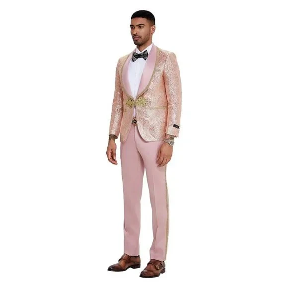2024 Prom Special Blush Paisley 2pc Mens Suit by Tazzio - Image 4