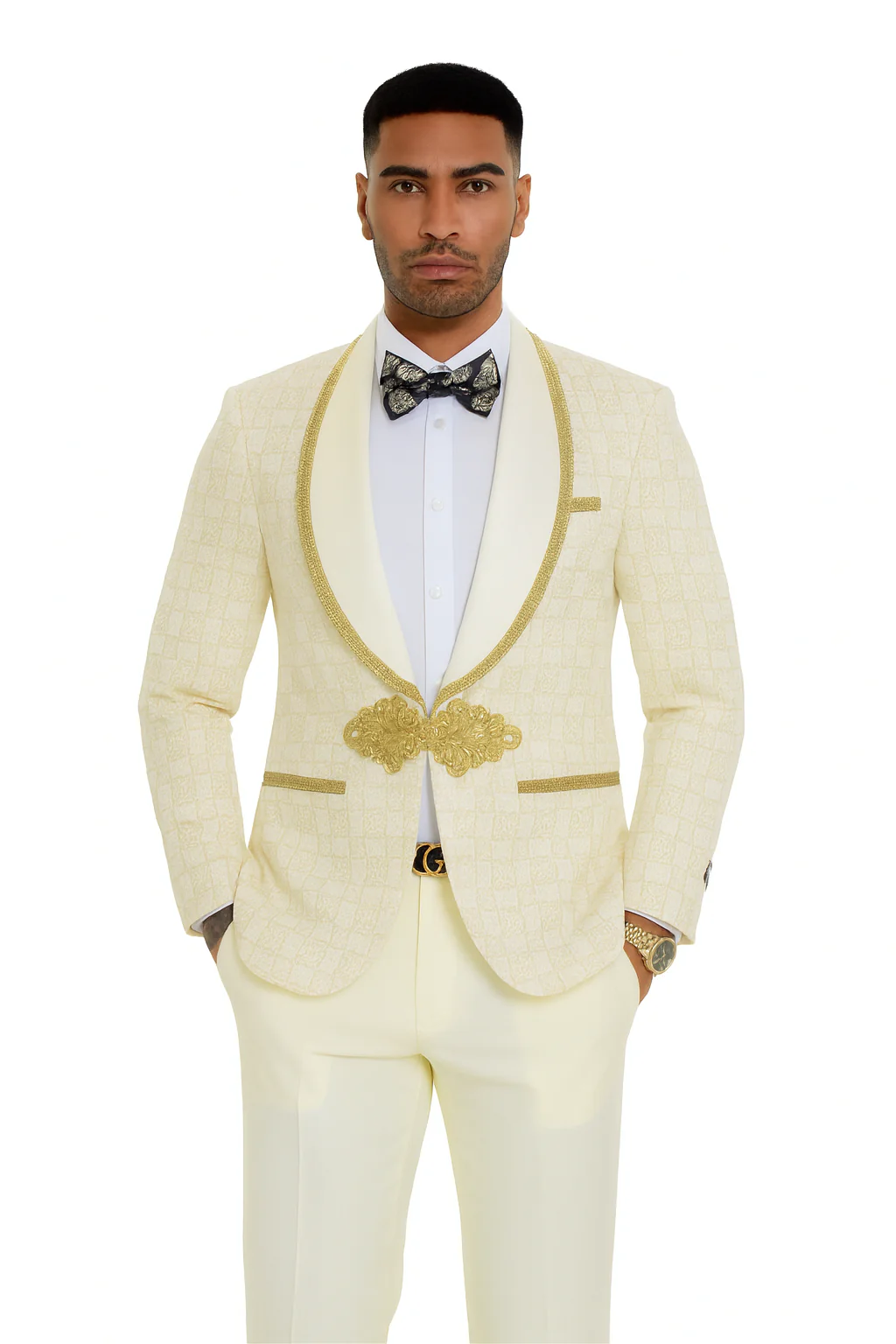 2026 Ivory and Gold 2pc Men's Suit by Tazzio - Image 4