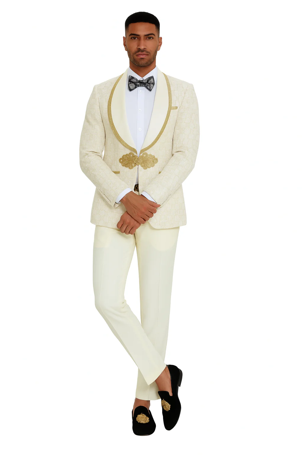 2026 Ivory and Gold 2pc Men's Suit by Tazzio - Image 5