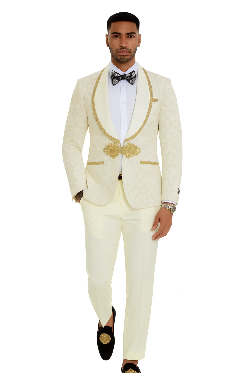 2026 Ivory and Gold 2pc Men's Suit by Tazzio - Image 8