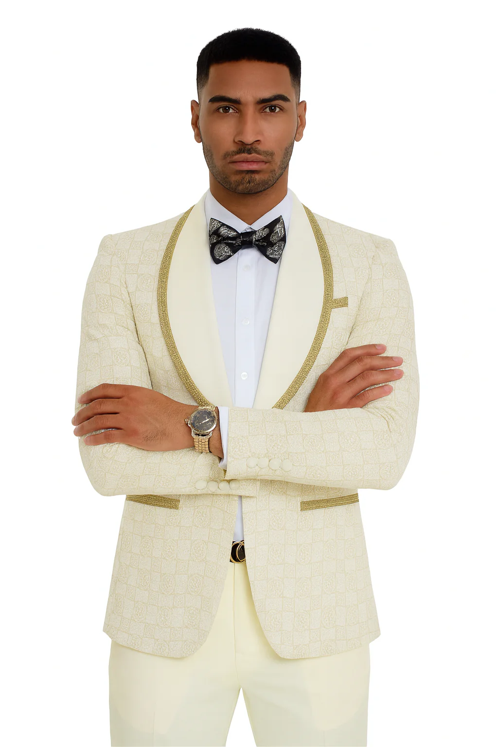 2026 Ivory and Gold 2pc Men's Suit by Tazzio - Image 9