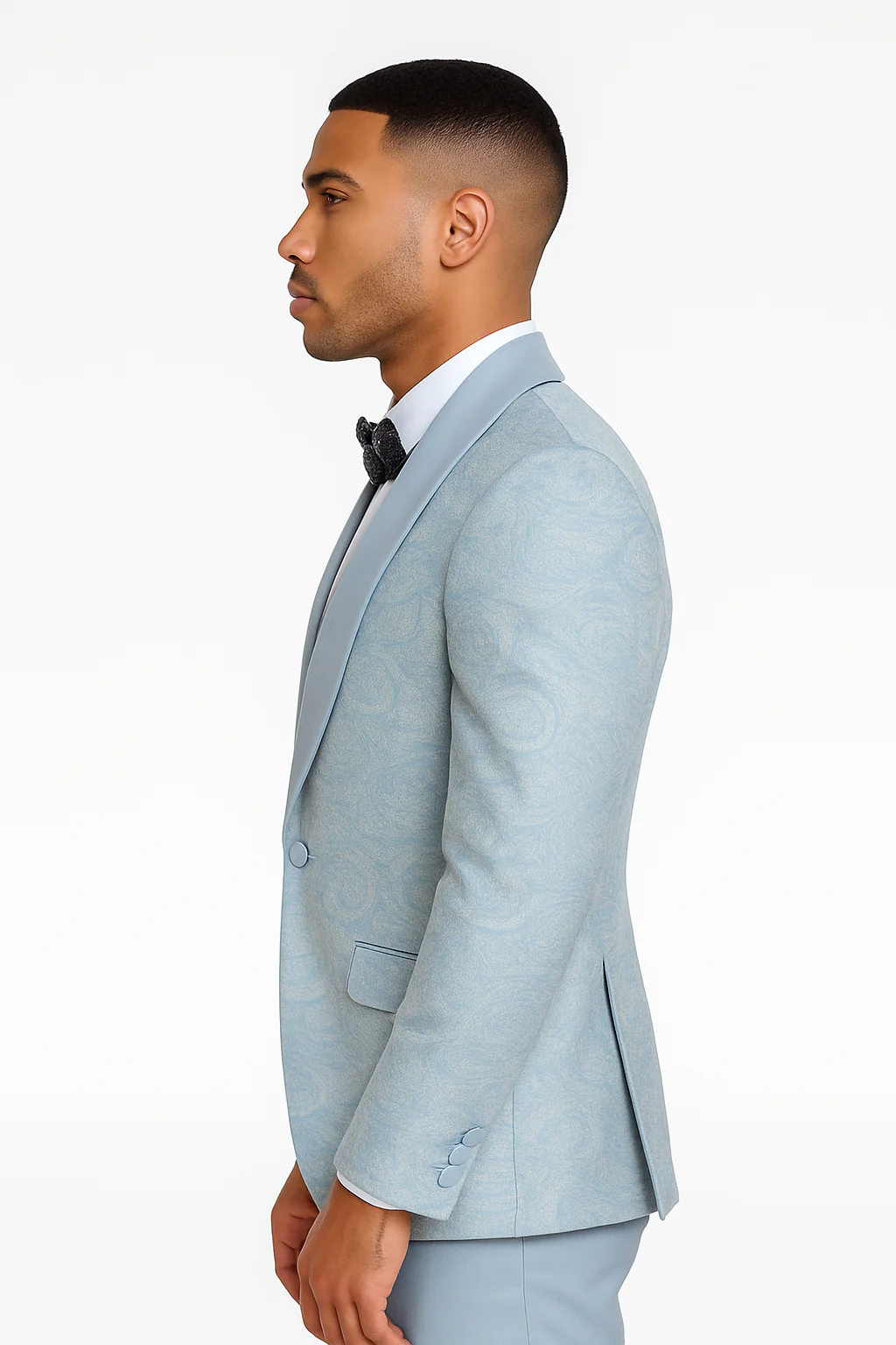 2026 Prom Special Blue Tuxedo Suit w/ Double-Breasted Vest by Tazzio - Image 7