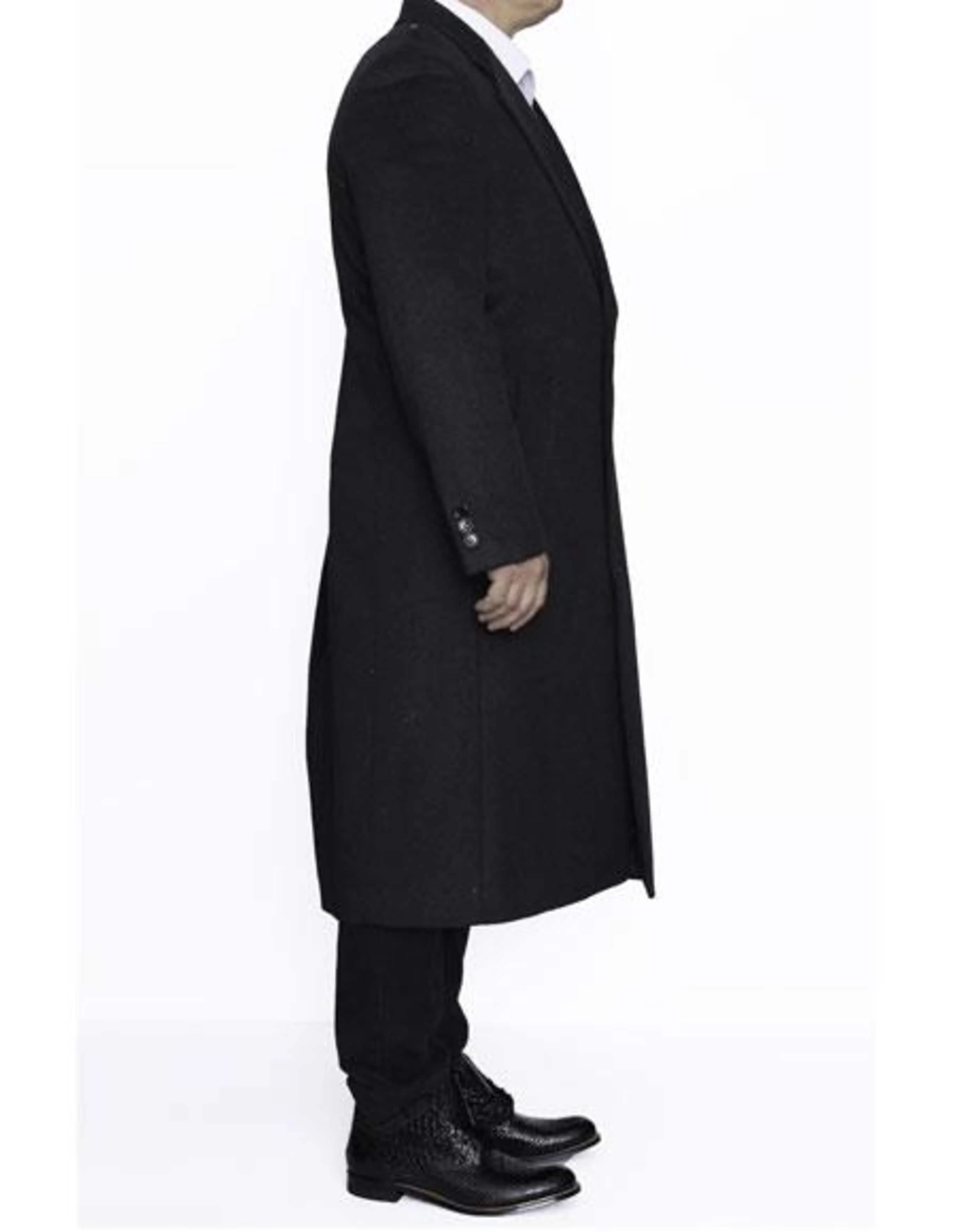3 Button Full Length Wool Dress Ankle length Dark Charcoal Top Coat/Overcoat - Image 3