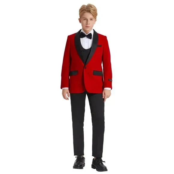 5pc Red Boys Velvet Tuxedo Includes Bowtie by Tazio - Image 2