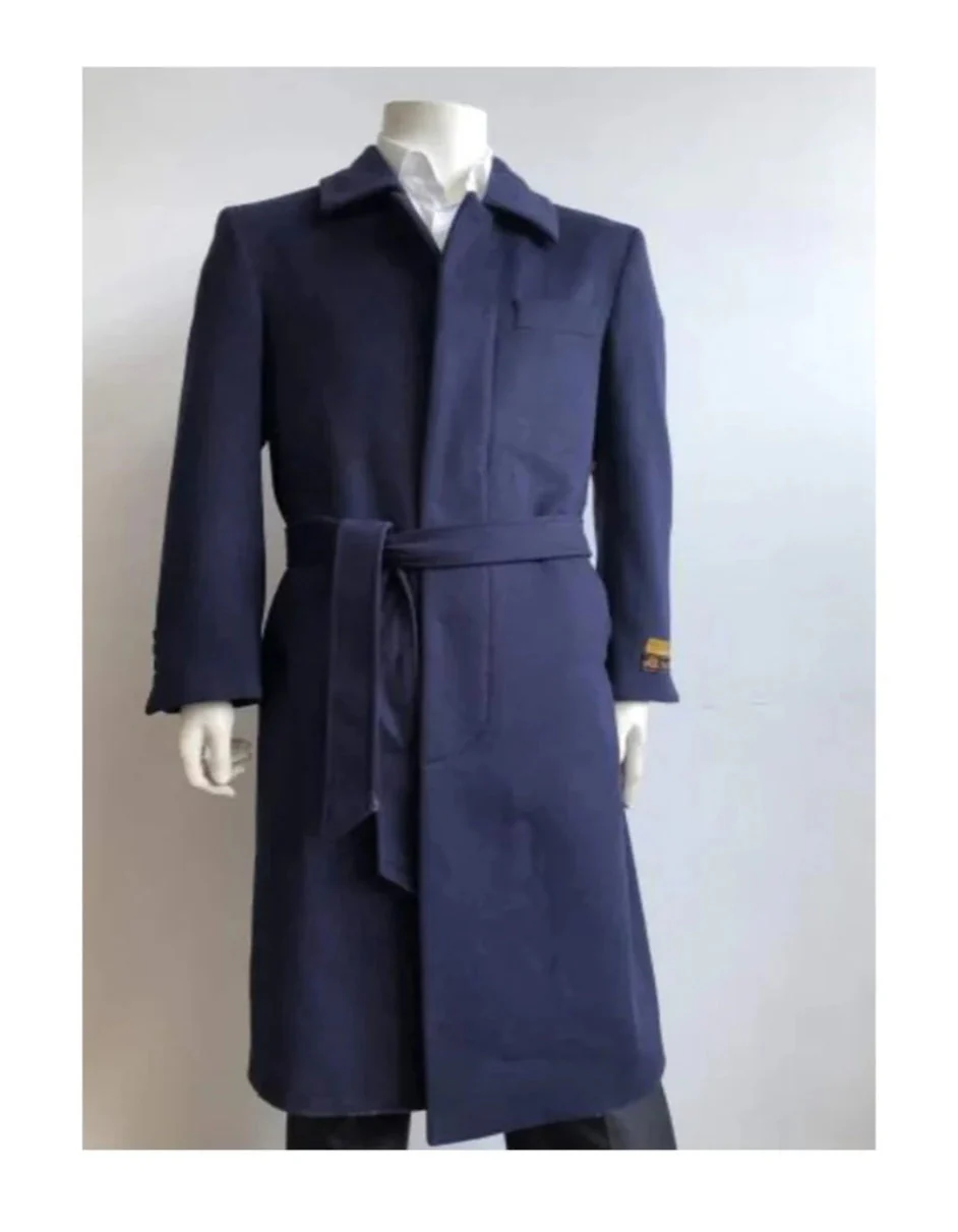 Aero Dark color Very Dark Grey Almost Black Full Length Wool fabric Blend Long men's Dress Topcoat - Winter coat men's Overcoat - Image 2