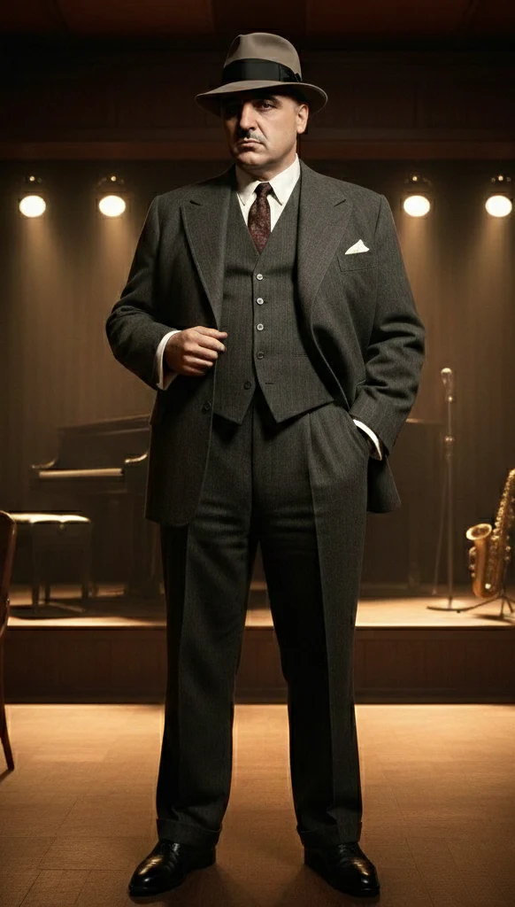 Al Capone Men’s Charcoal Gray Stripe 3-Piece Gangster Style Suit – 1920s Jazz Club Inspired Formal Suit Outfit - Image 2