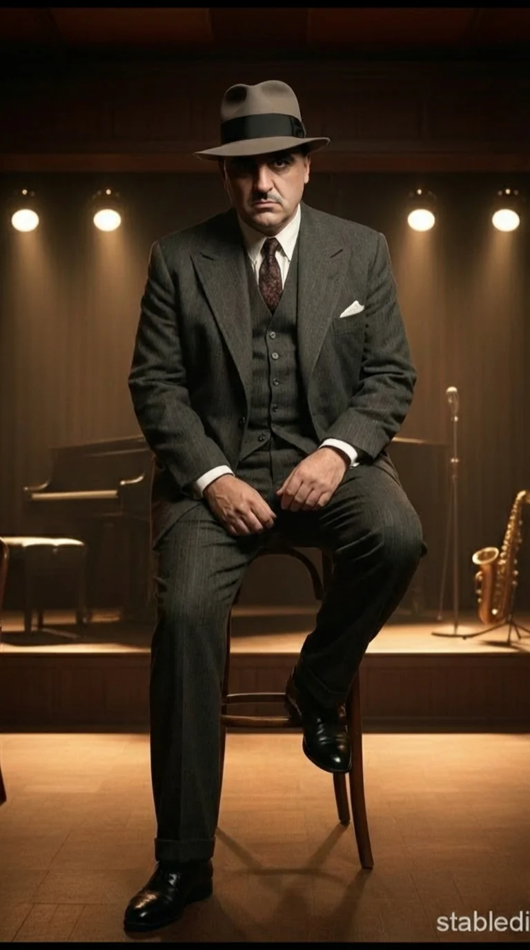 Al Capone Men’s Charcoal Gray Stripe 3-Piece Gangster Style Suit – 1920s Jazz Club Inspired Formal Suit Outfit - Image 8