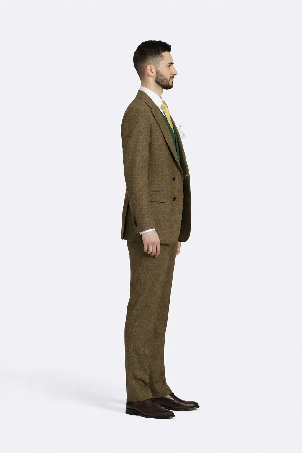 Al Capone Outfit for Men Brown Double Breasted Suit $179 + Hunter Green Vest $59 - Image 3