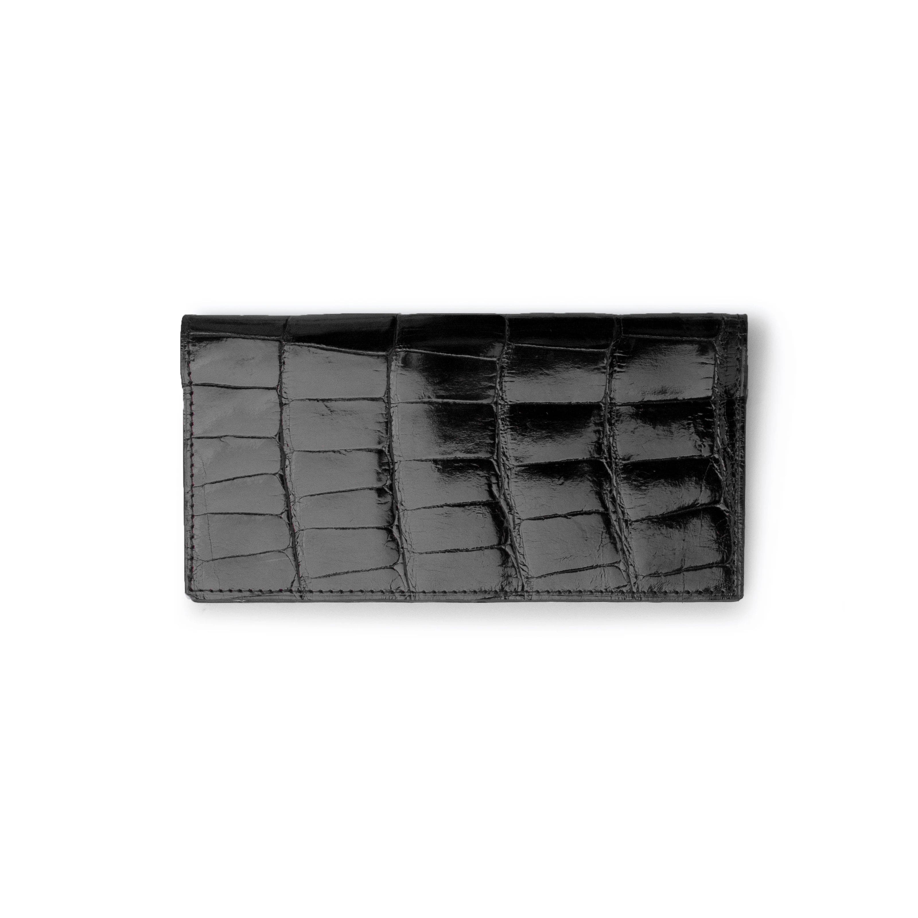 Alligator Checkbook Holder in Black - Image 3