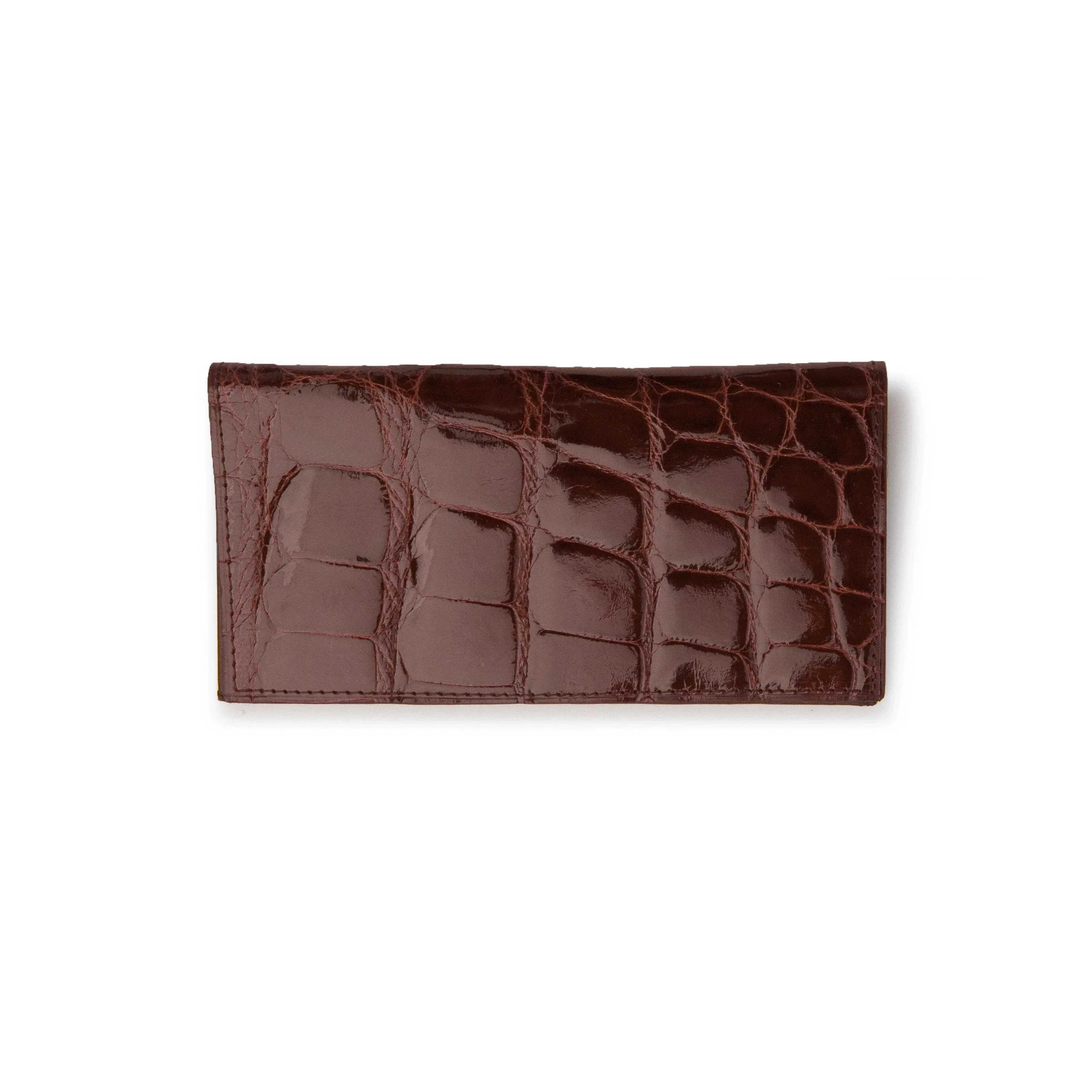 Alligator Checkbook Holder in Brown - Image 3