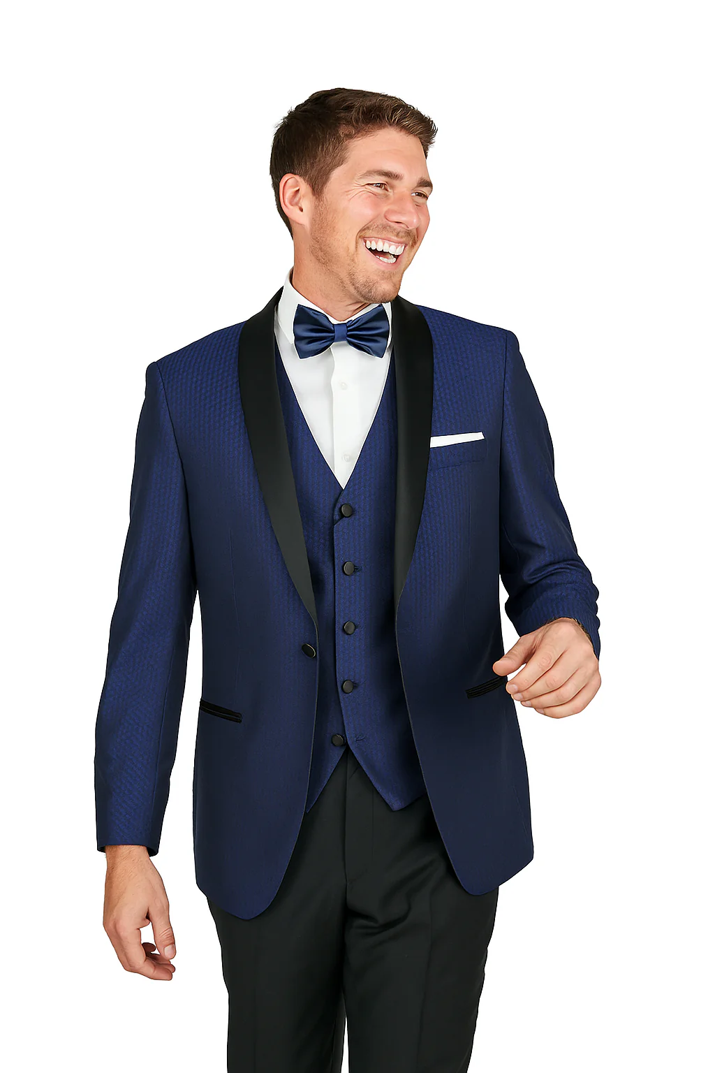 Arlan French-Blue Tuxedo with One Button - Image 3