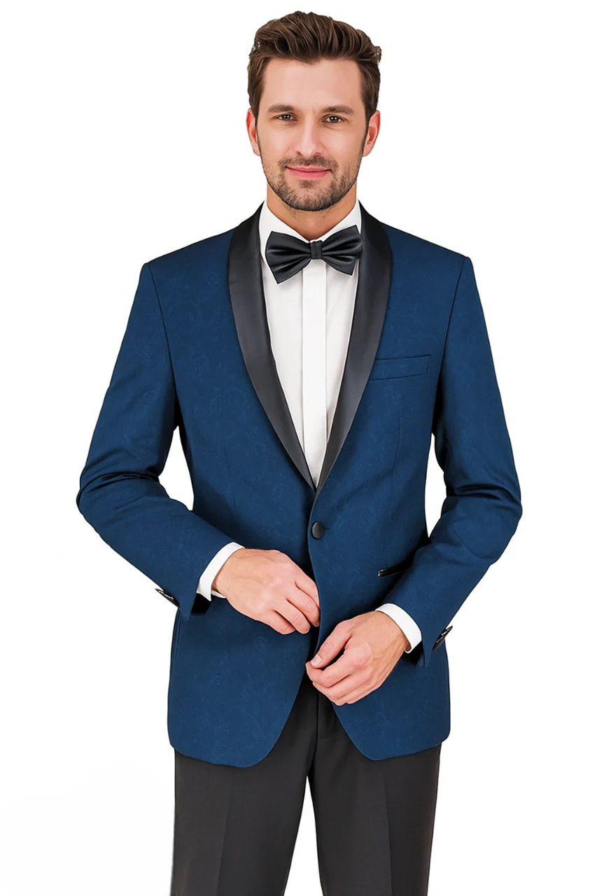 Shawl Paisly Tuxedo by Giorgio Fiorelli in Burgundy, Gray, Blue - Image 20