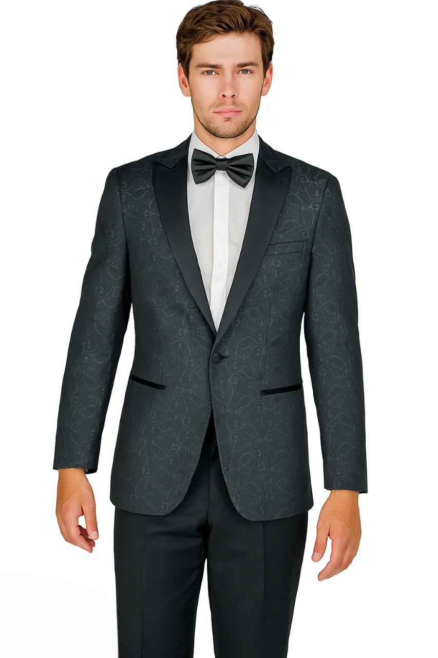 Arlan Paisly Tuxedo by Giorgio Fiorelli in Burgundy/Blue/Black - Image 16