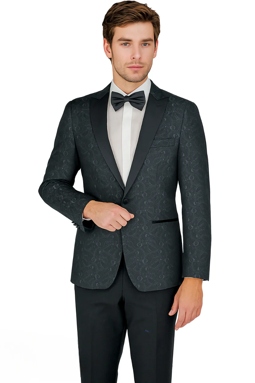 Arlan Paisly Tuxedo by Giorgio Fiorelli in Burgundy/Blue/Black - Image 19