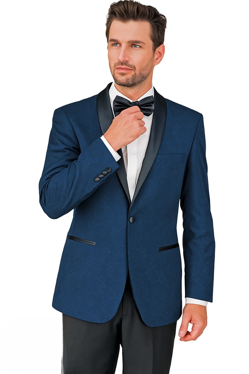 Shawl Paisly Tuxedo by Giorgio Fiorelli in Burgundy, Gray, Blue - Image 16