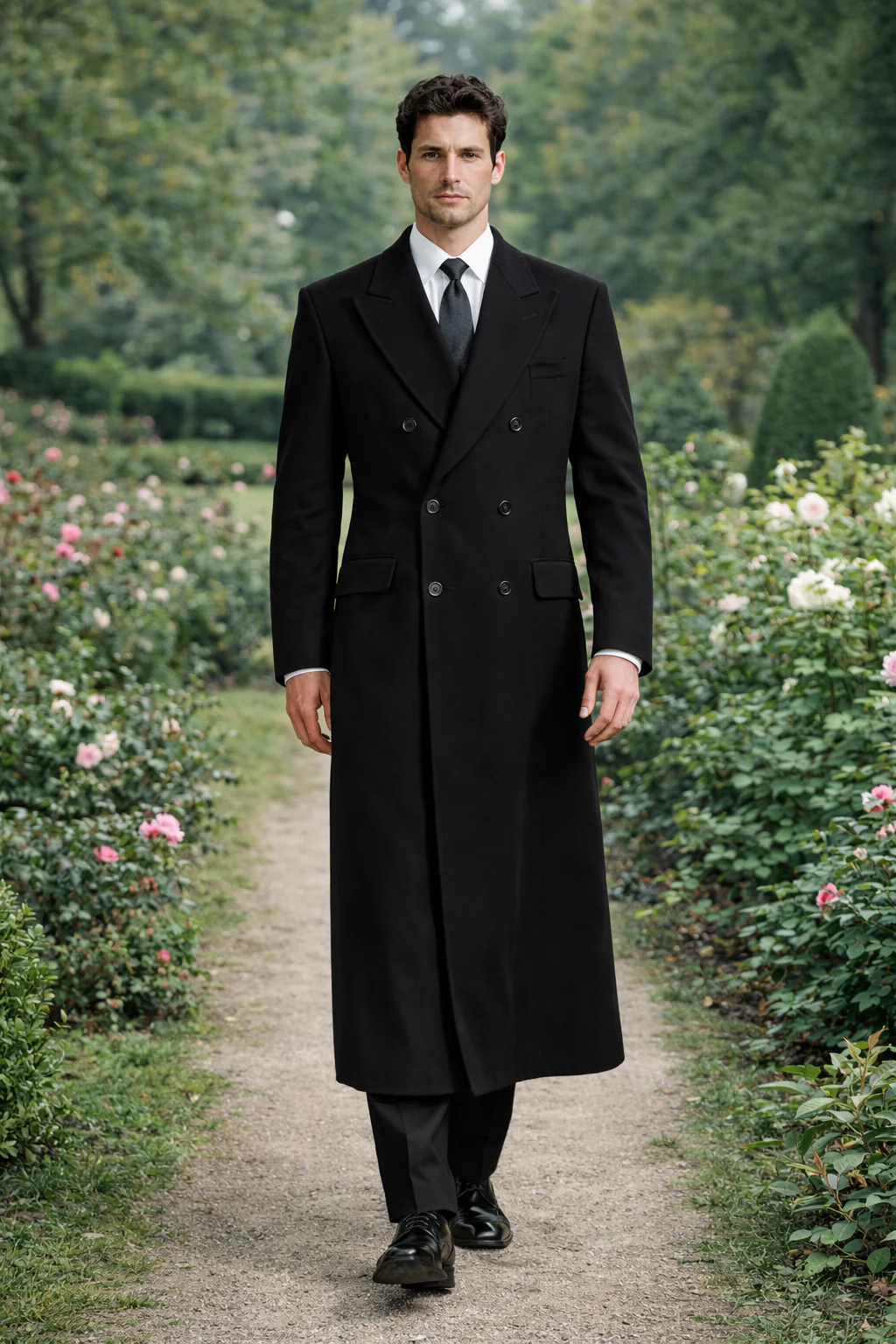 Authentic Fully Lined Double Breasted men's Wool Blend Dress Coat - Image 4