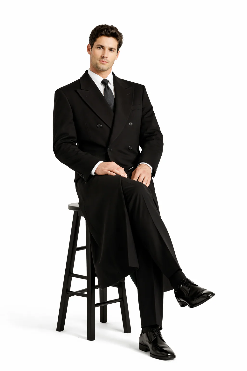 Authentic Fully Lined Double Breasted men's Wool Blend Dress Coat - Image 5