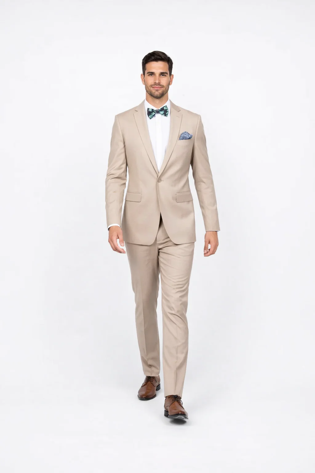 Beige Slim Fit Suit for Men by Rossiman Rossi – Tailored Skinny Fit Formal Suit - Image 3