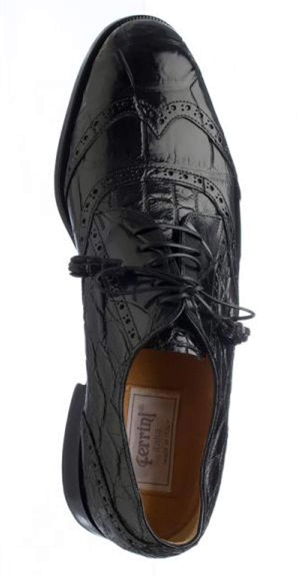 Belly Alligator Leather Shoes Men Black Italian Ferrini Wingtip - Image 2