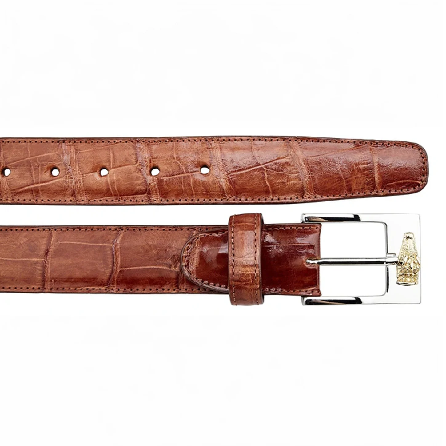 Belvedere Alligator Belt- Cognac