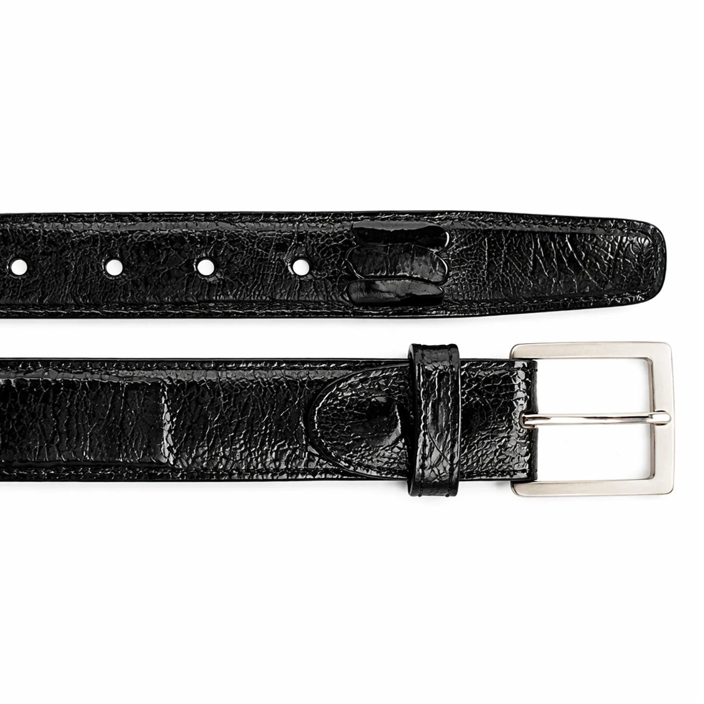 Belvedere Ostrich Leg Belt- Black