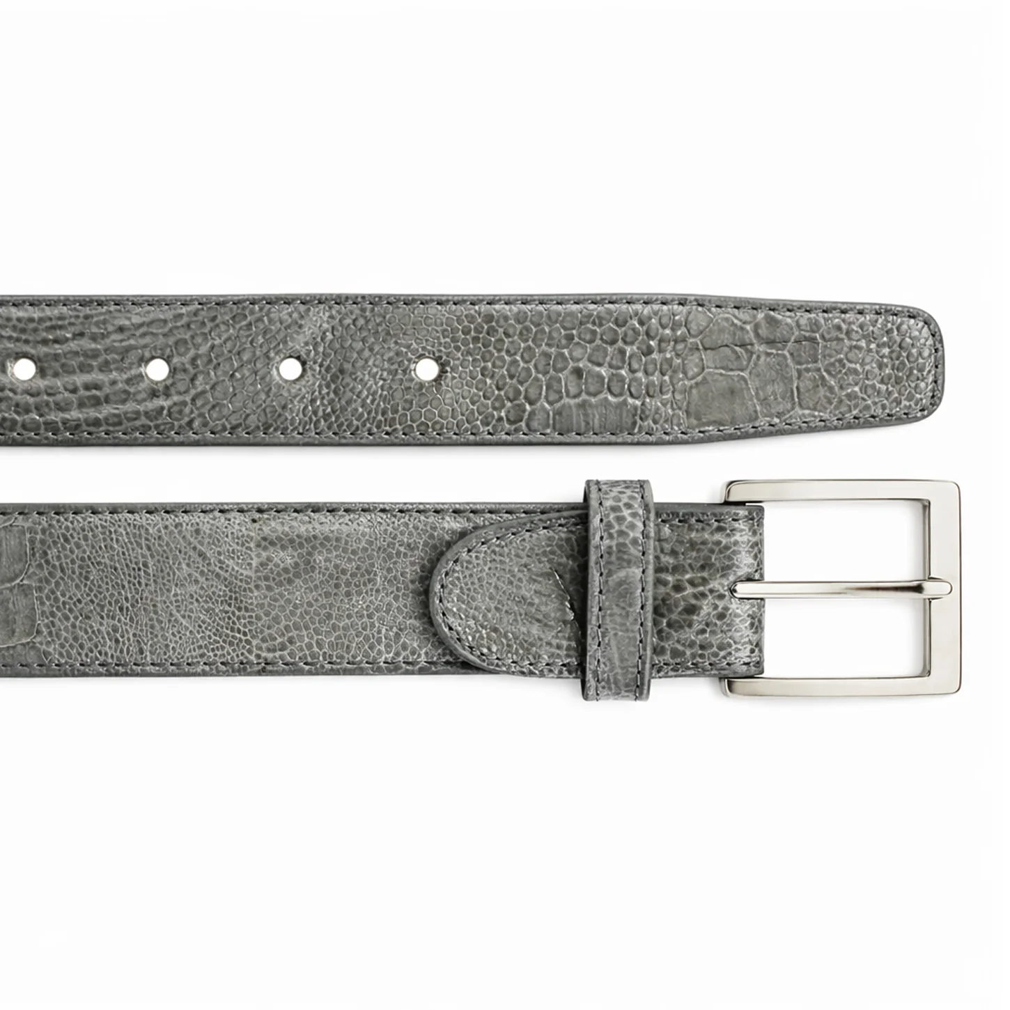 Belvedere Ostrich Leg Belt- Black