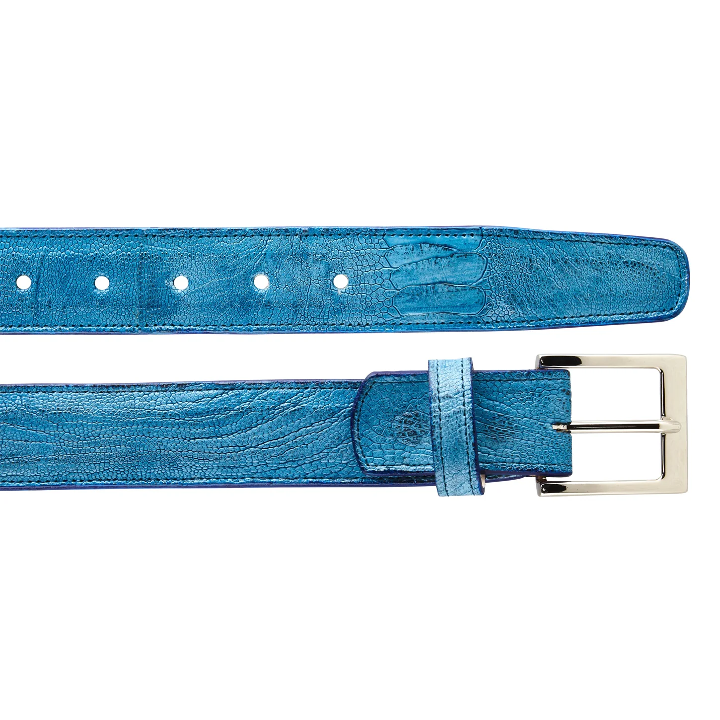 Belvedere Ostrich Leg Belt - Ocean Blue