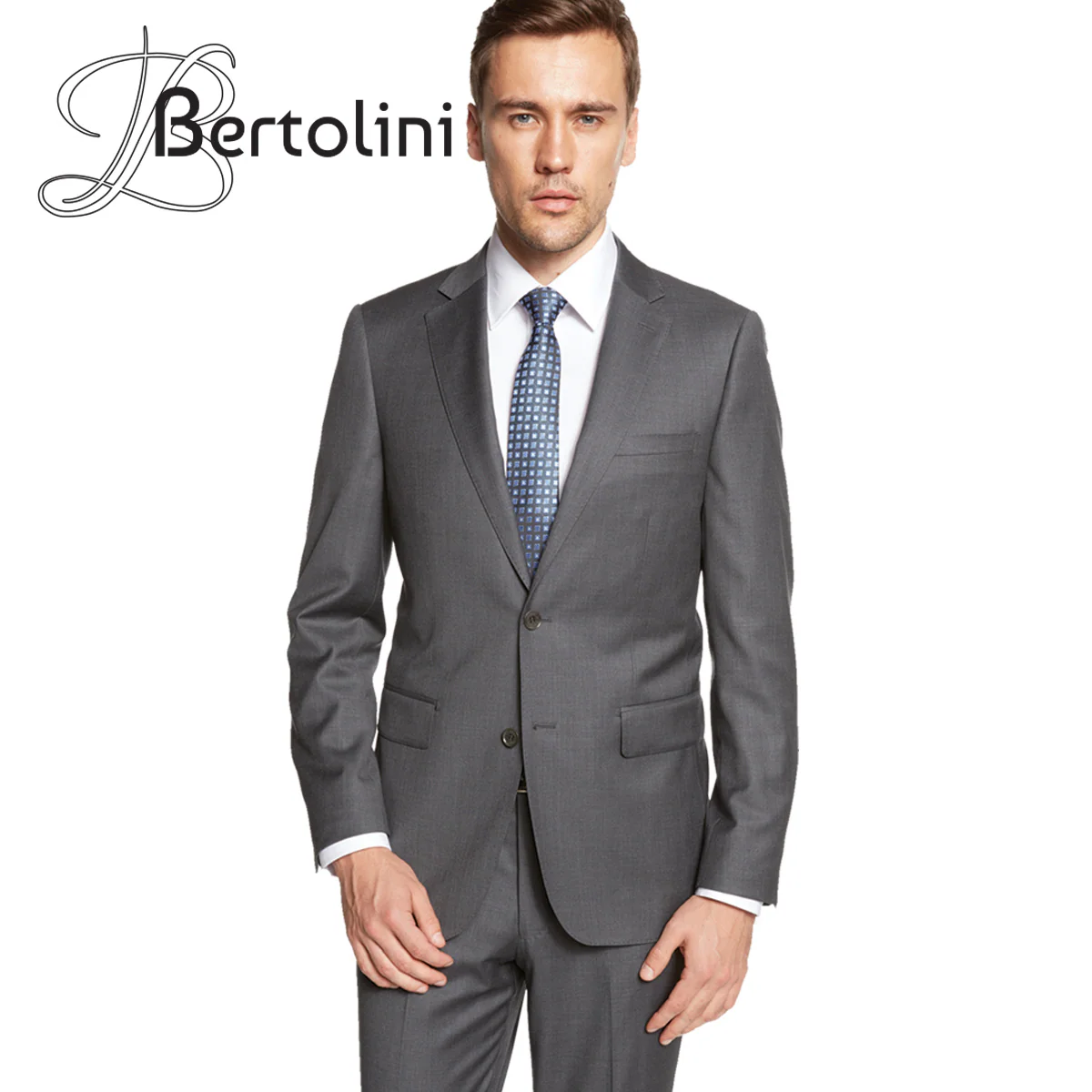 Bertolini 2PC Gray Two-button Suit Wool & Silk - Image 8