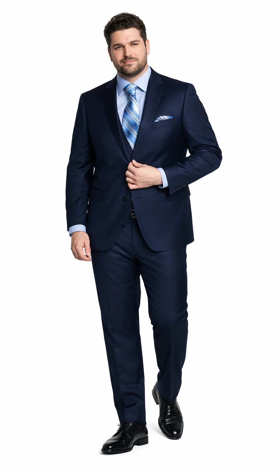 Bertolini 3 Piece Wool/Silk Solid Navy Suit - Image 5