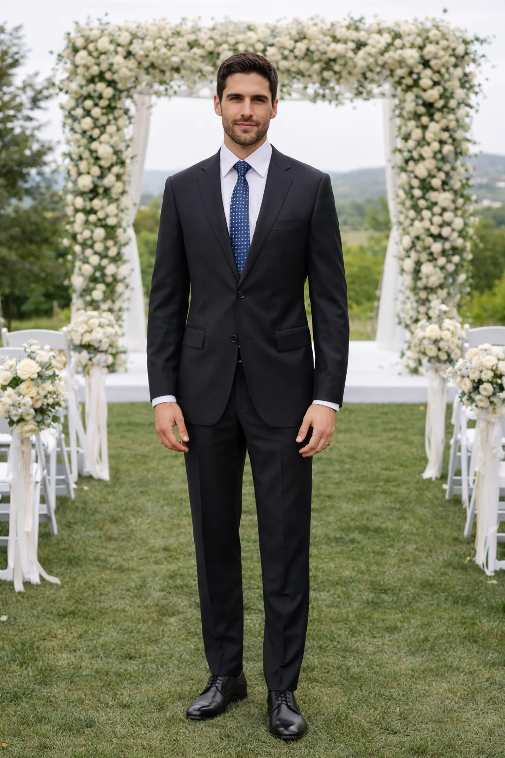 Bertolini 3Pc Wool & Silk Solid Black Suit - Image 6