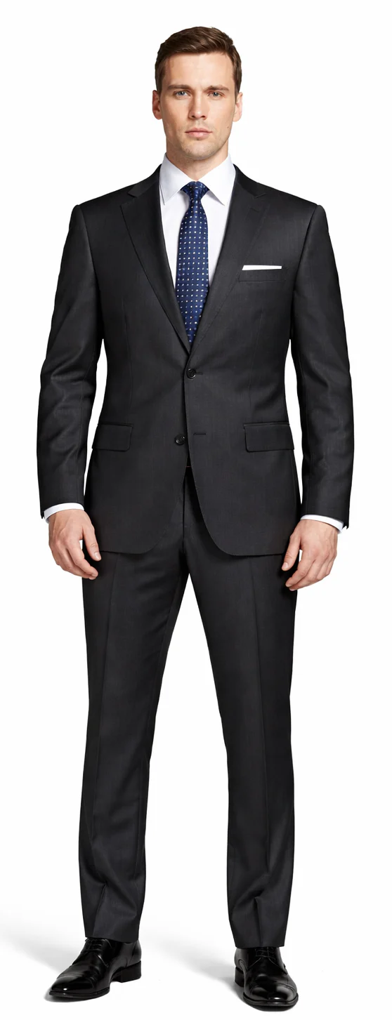 Bertolini Wool & Silk 2Pc 2 Buttons Black or Charcoal