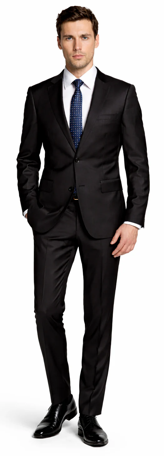 Bertolini Wool & Silk 2Pc 2 Buttons Black or Charcoal - Image 2