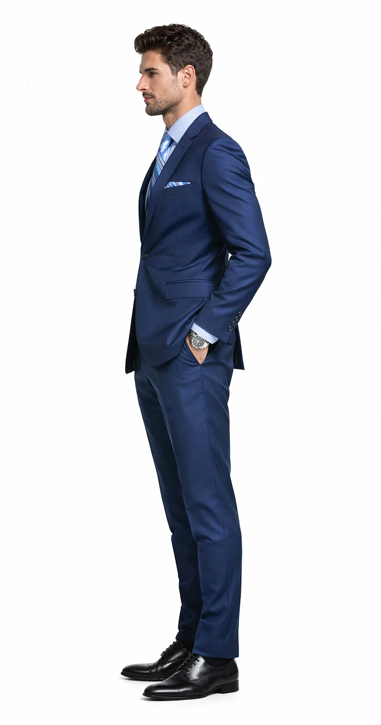 Bertolini Wool & Silk 2Pc French Blue Suit - Image 3