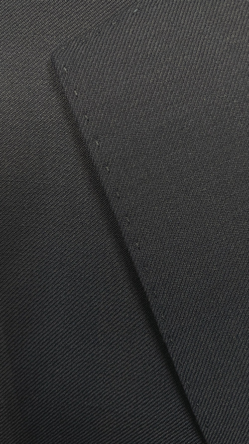 Bevagna Collection - Black 100% Virgin Wool Regular Fit Pick Stitched 2 Piece Suit - Image 2