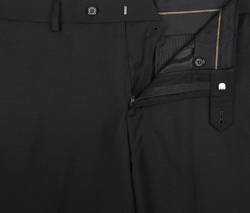 Bevagna Collection - Black 100% Virgin Wool Regular Fit Pick Stitched 2 Piece Suit - Image 7