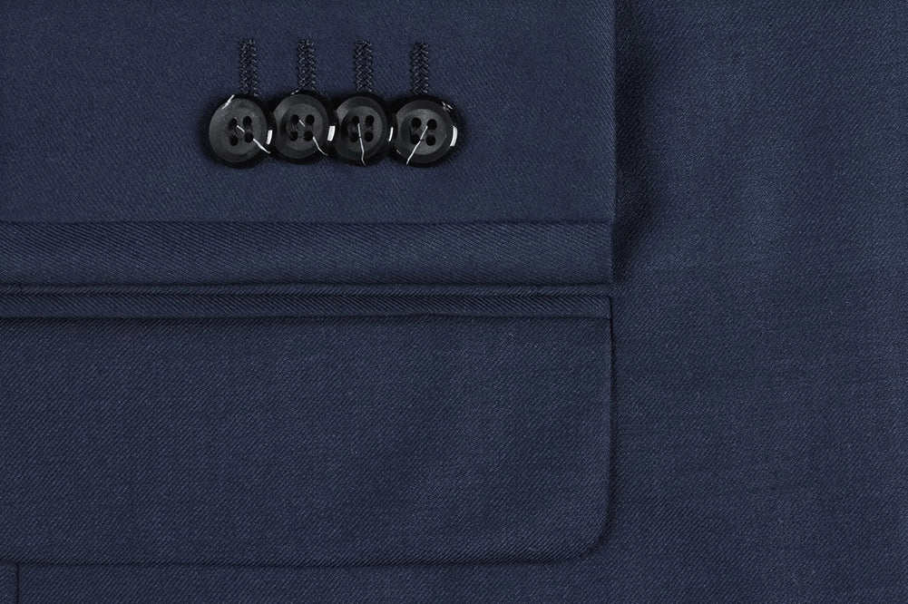 Bevagna Collection - Blue 100% Virgin Wool Regular Fit Pick Stitched 2 Piece Suit - Image 4
