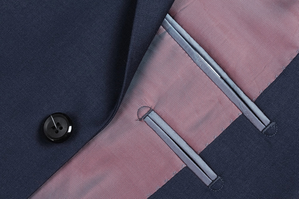 Bevagna Collection - Blue 100% Virgin Wool Regular Fit Pick Stitched 2 Piece Suit - Image 5