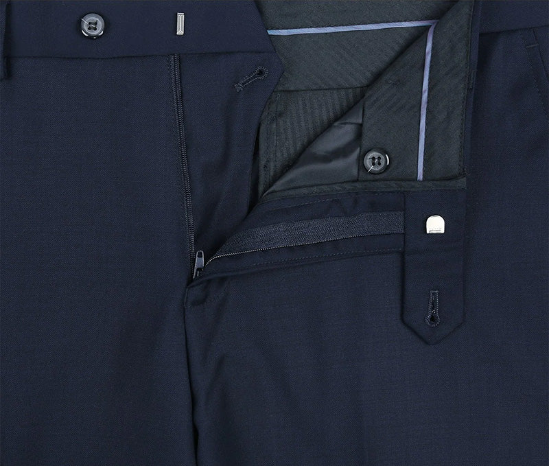 Bevagna Collection - Blue 100% Virgin Wool Regular Fit Pick Stitched 2 Piece Suit - Image 6