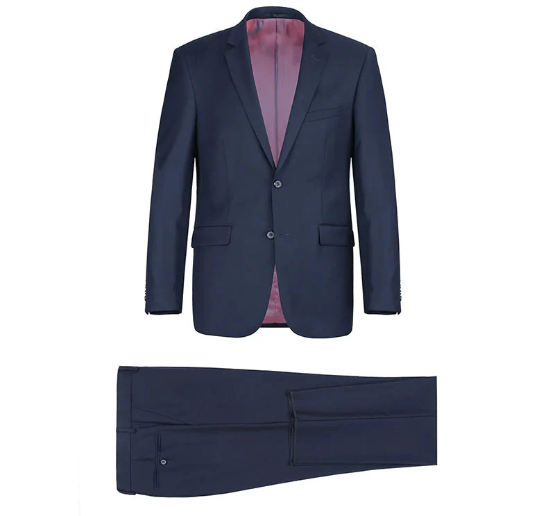Bevagna Collection - Blue 100% Virgin Wool Regular Fit Pick Stitched 2 Piece Suit - Image 7