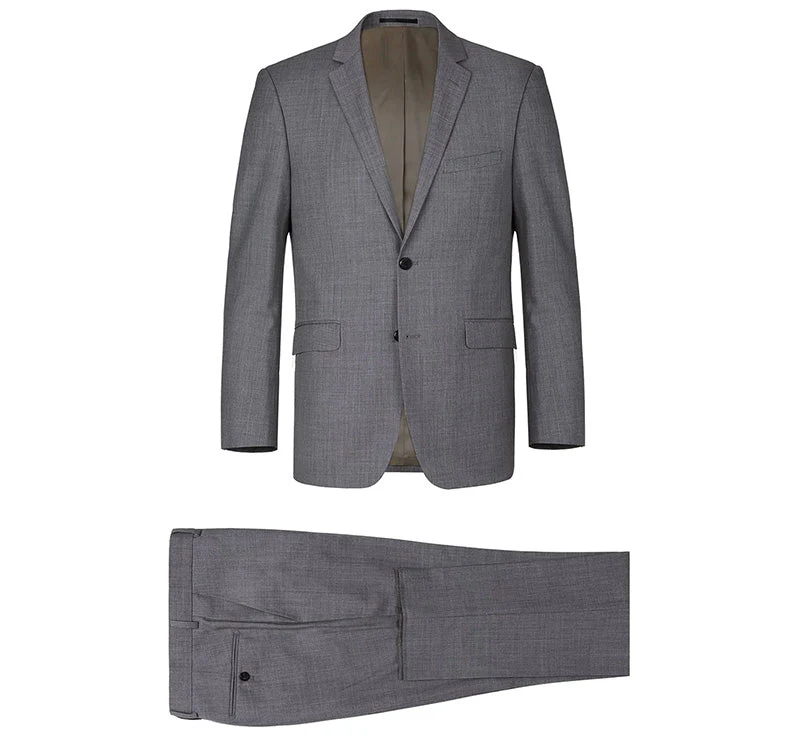Bevagna Collection - Gray 100% Virgin Wool Regular Fit Pick Stitched 2 Piece Suit - Image 7
