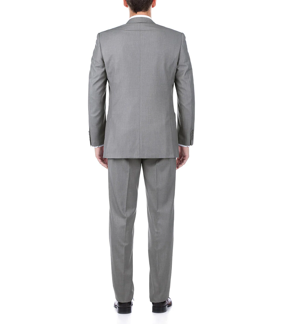 Bevagna Collection - Light Gray 100% Virgin Wool Regular Fit Pick Stitched 2 Piece Suit - Image 3