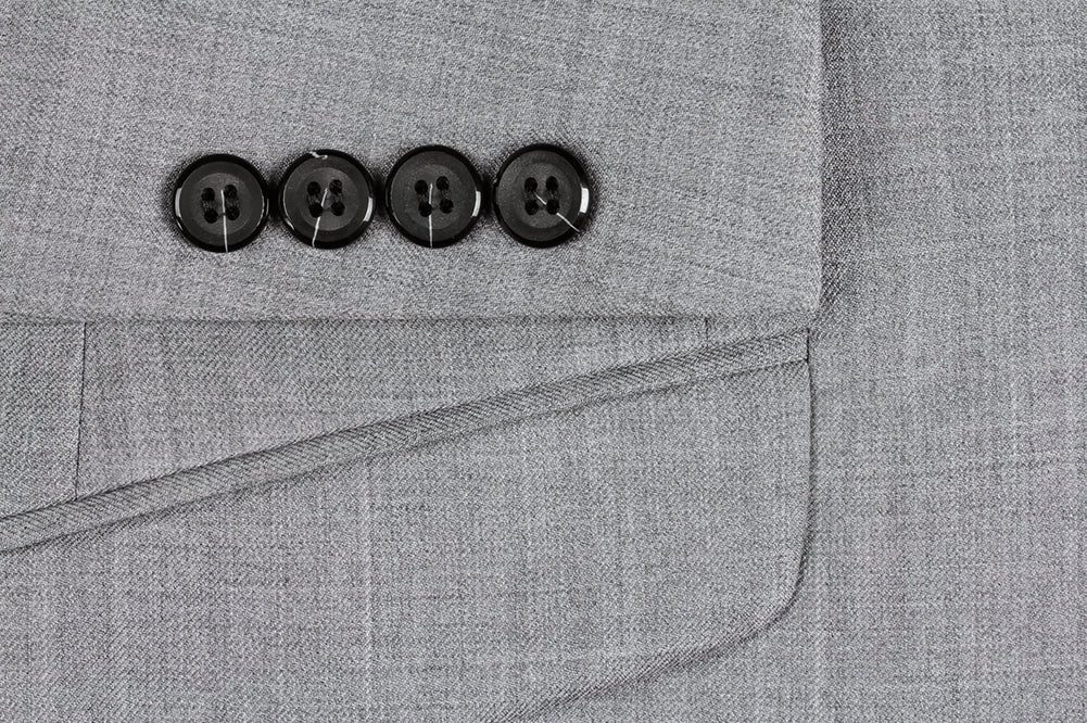 Bevagna Collection - Light Gray 100% Virgin Wool Regular Fit Pick Stitched 2 Piece Suit - Image 5