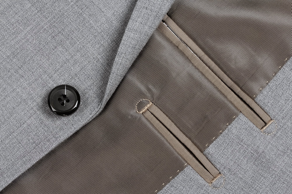 Bevagna Collection - Light Gray 100% Virgin Wool Regular Fit Pick Stitched 2 Piece Suit - Image 6