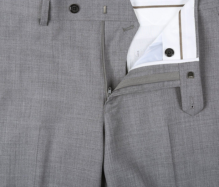 Bevagna Collection - Light Gray 100% Virgin Wool Regular Fit Pick Stitched 2 Piece Suit - Image 7