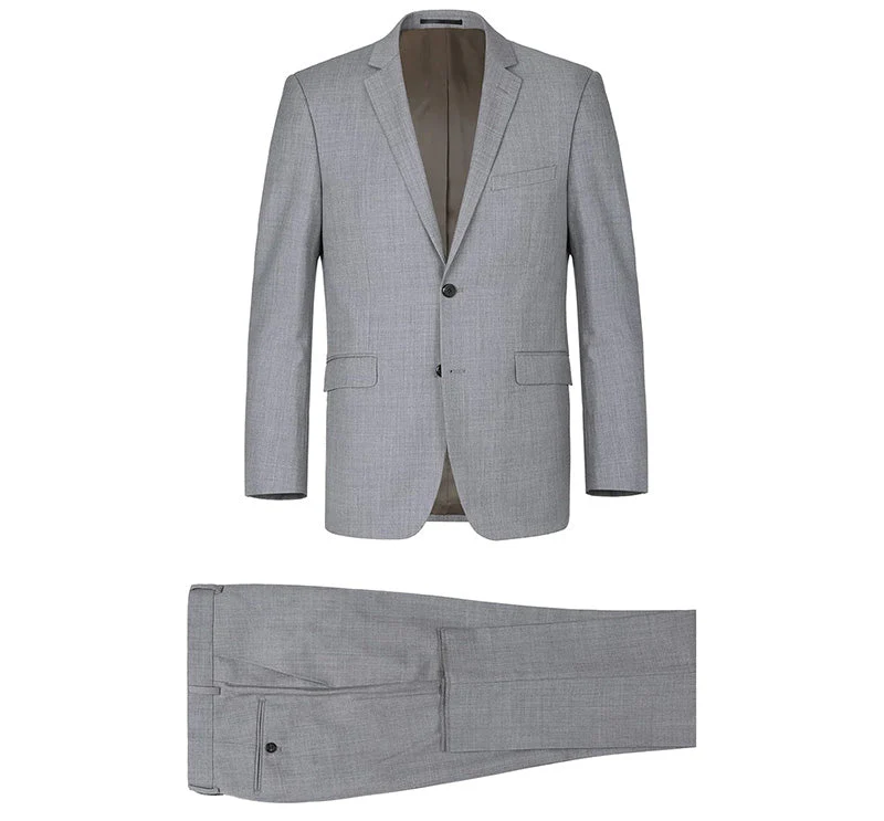 Bevagna Collection - Light Gray 100% Virgin Wool Regular Fit Pick Stitched 2 Piece Suit - Image 8