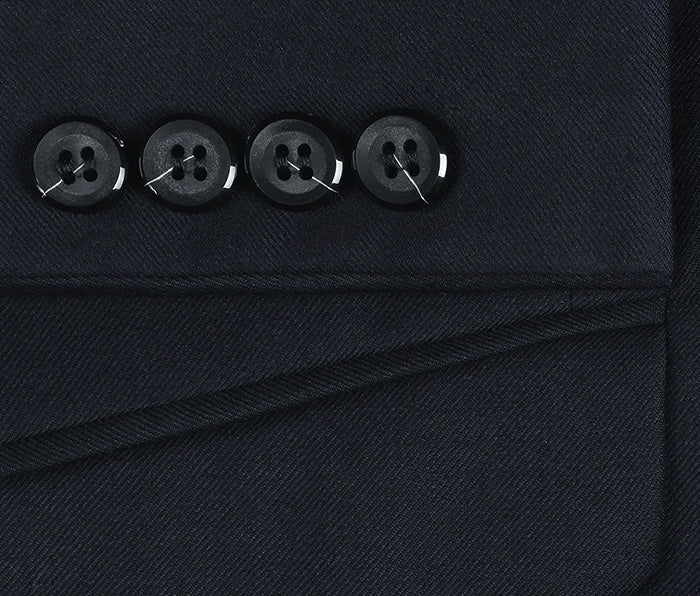 Bevagna Collection - Navy 100% Virgin Wool Regular Fit Pick Stitched 2 Piece Suit - Image 4
